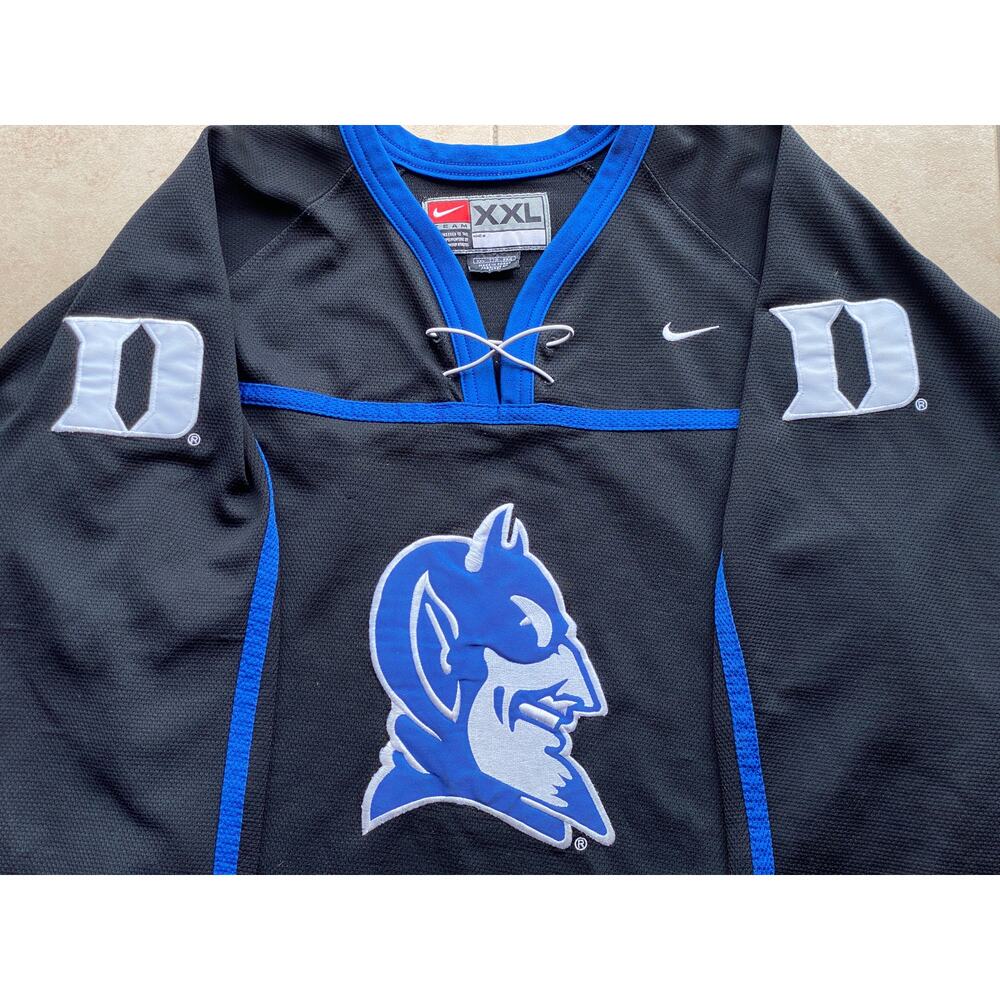 Duke Blue Devils 90s NIKE Team hockey jersey 2XL black blue NCAA University vtg